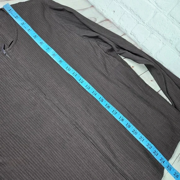 Eileen Fisher Brown Textured Pintuck Crinkle Zip‎ Front Cardigan Jacket Women L - Picture 8 of 8